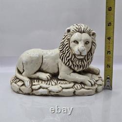 Rare ensemble unique de 2 serre-livres anciens lions assis en plâtre artistique du Mexique