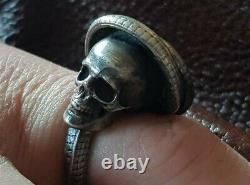 Règle De L'un D'un Vintage Antiqué Antiqué Memento Mori Ring Silver Ring