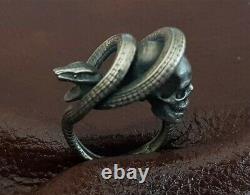 Règle De L'un D'un Vintage Antiqué Antiqué Memento Mori Ring Silver Ring