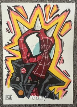 SPIDER-PUNK RYAN G BROWNE CROQUIS D'ARTISTE UNIQUE (7x5) CERTIFICAT D'AUTHENTICITÉ INCLUS RARE