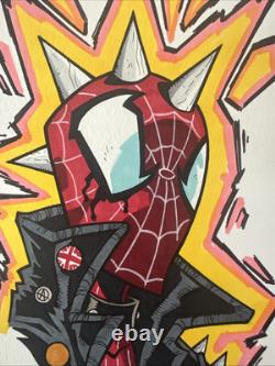 SPIDER-PUNK RYAN G BROWNE CROQUIS D'ARTISTE UNIQUE (7x5) CERTIFICAT D'AUTHENTICITÉ INCLUS RARE