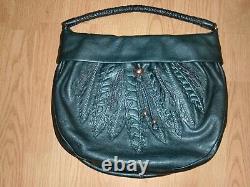 Sac à main en cuir brodé Brighton Teal Nina avec poche CCW et doublure super douce à 425 $