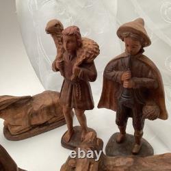 Scène de crèche de Noël en bois sculpté à la main, unique en son genre (crèche sans Jésus)