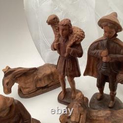 Scène de crèche de Noël en bois sculpté à la main, unique en son genre (crèche sans Jésus)