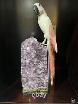 Sculpté À La Main Un Du Genre Stone Cockatoo Parrot