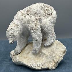 Sculpture d'ours polaire vintage, pièce unique en pierre signée NG Repay 1995 8