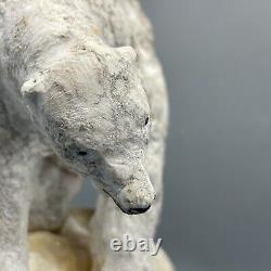Sculpture d'ours polaire vintage, pièce unique en pierre signée NG Repay 1995 8