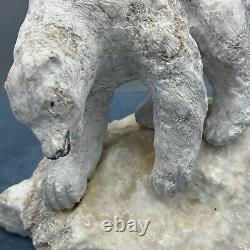 Sculpture d'ours polaire vintage, pièce unique en pierre signée NG Repay 1995 8