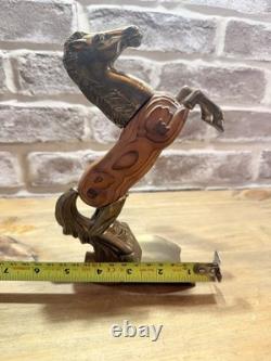 Sculpture de cheval en bois et laiton antique, pièce unique, 8