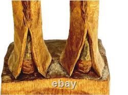 Sculpture de cowboy en bois avec grandes dents, finement sculptée à la main, unique en son genre, Gerald Sears, 12,5 pouces