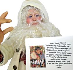 Sculpture en argile de poupée SANTA par l'artiste maître OOAK Audrey Swarz, pose assise de 22 pouces, Noël