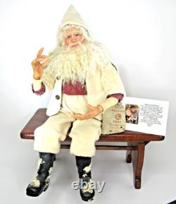 Sculpture en argile de poupée SANTA par l'artiste maître OOAK Audrey Swarz, pose assise de 22 pouces, Noël