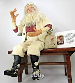 Sculpture en argile de poupée SANTA par l'artiste maître OOAK Audrey Swarz, pose assise de 22 pouces, Noël