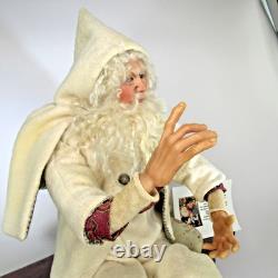Sculpture en argile de poupée SANTA par l'artiste maître OOAK Audrey Swarz, pose assise de 22 pouces, Noël