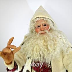 Sculpture en argile de poupée SANTA par l'artiste maître OOAK Audrey Swarz, pose assise de 22 pouces, Noël