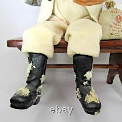 Sculpture en argile de poupée SANTA par l'artiste maître OOAK Audrey Swarz, pose assise de 22 pouces, Noël
