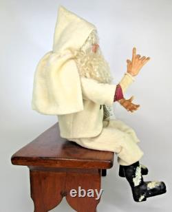 Sculpture en argile de poupée SANTA par l'artiste maître OOAK Audrey Swarz, pose assise de 22 pouces, Noël