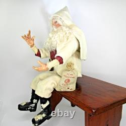 Sculpture en argile de poupée SANTA par l'artiste maître OOAK Audrey Swarz, pose assise de 22 pouces, Noël