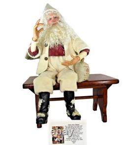 Sculpture en argile de poupée SANTA par l'artiste maître OOAK Audrey Swarz, pose assise de 22 pouces, Noël