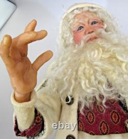 Sculpture en argile de poupée SANTA par l'artiste maître OOAK Audrey Swarz, pose assise de 22 pouces, Noël