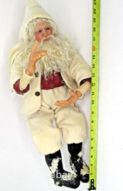 Sculpture en argile de poupée SANTA par l'artiste maître OOAK Audrey Swarz, pose assise de 22 pouces, Noël