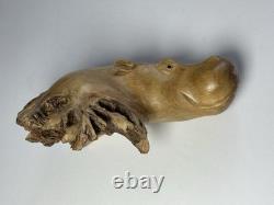 Sculpture en bois de racine d'hippopotame rare unique belle 8x6 pièce unique