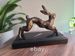 Sculpture en bronze unique faite à la main Statue Figurine Œuvre d'art Lapin Bunny