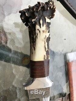 Shiva Ki Hand Made One Of A Kind Damas Antler Double Edge Fighting Couteau