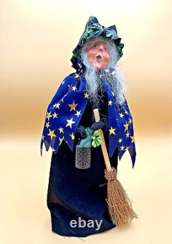 Sorcière d'Halloween Byers Choice avec lanterne, Cape ornée d'étoiles UNIQUE EN SON GENRE! EUC