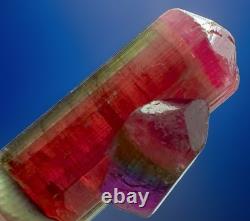 Spécimen brut de cristal de tourmaline multicolore unique en son genre