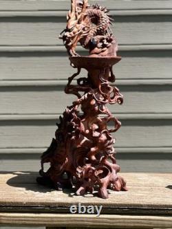 Stand en bois sculpté à la main en forme de dragon - Collection d'objets uniques