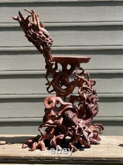 Stand en bois sculpté à la main en forme de dragon - Collection d'objets uniques