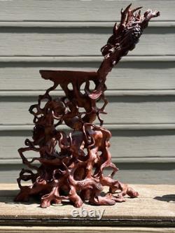 Stand en bois sculpté à la main en forme de dragon - Collection d'objets uniques