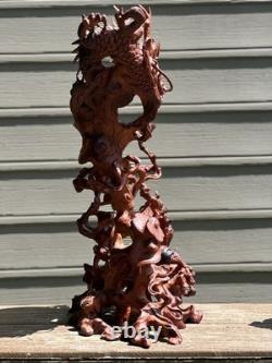 Stand en bois sculpté à la main en forme de dragon - Collection d'objets uniques