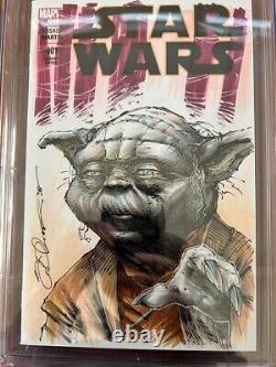 Star Wars #1 Yoda Shelby Robertson Sketch Cover 3/15- Un D'un Genre 9.8 Nouveau