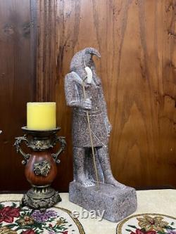 Statue de Dieu Thoth en grande taille, faite à la main, unique en son genre, tenant un sceptre, Dieu égyptien