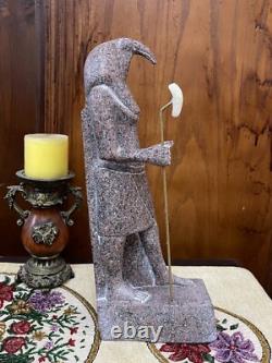 Statue de Dieu Thoth en grande taille, faite à la main, unique en son genre, tenant un sceptre, Dieu égyptien