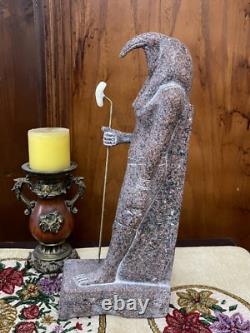 Statue de Dieu Thoth en grande taille, faite à la main, unique en son genre, tenant un sceptre, Dieu égyptien