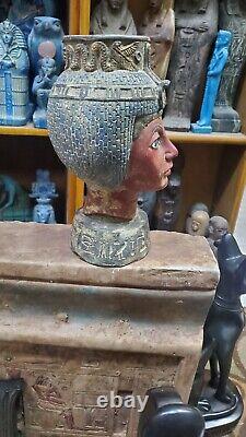 Statuette Unique Fait à la Main de la Reine Égyptienne Tiye en Pierre, Statue de Déesse