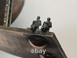 Table Horloge Steampunk Unique en Son Genre Fait Main en Cuivre Signée par l'Auteur