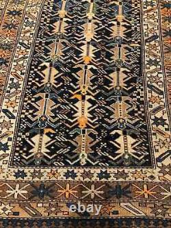 Tapis Caucasien Vintage Tissé à la Main Tapis Collectible Antique (4'9 x 3'8) Tapis