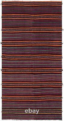 Tapis Kilim Vintage 4'5 x 9'0 Tapis Traditionnel en Laine Tissé à la Main