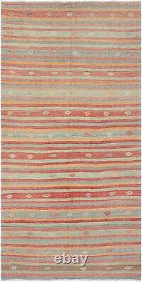 Tapis Kilim Vintage 5'4 x 10'8 Tapis en Laine Traditionnel Tissé à la Main