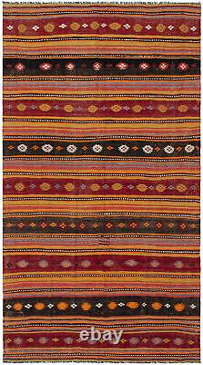 Tapis Kilim Vintage 5'4 x 9'7 Tissé à la main en Laine Traditionnelle