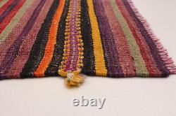 Tapis Kilim en laine traditionnel tissé à la main vintage 5'1 x 9'3