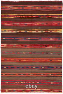 Tapis Kilim en laine traditionnel tissé à la main vintage 5'4 x 8'0
