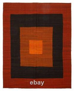 Tapis Kilim traditionnel en laine tissé à la main vintage 6'4 x 8'0