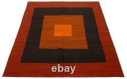 Tapis Kilim traditionnel en laine tissé à la main vintage 6'4 x 8'0