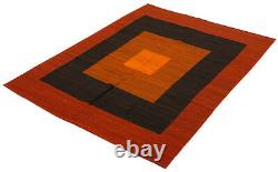 Tapis Kilim traditionnel en laine tissé à la main vintage 6'4 x 8'0