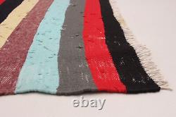 Tapis Kilim traditionnel en laine tissé main vintage 5'4 x 9'1